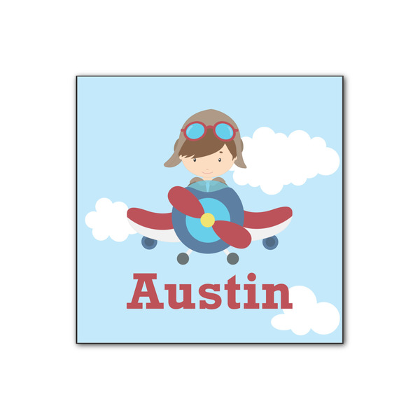 Custom Airplane & Pilot Wood Print - 12x12 (Personalized)