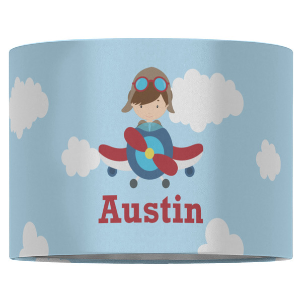 Airplane & Pilot 16" Drum Lampshade - FRONT (Fabric)