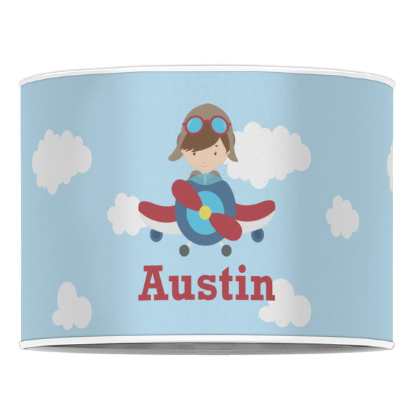 Airplane & Pilot 16" Drum Lampshade - FRONT (Poly Film)