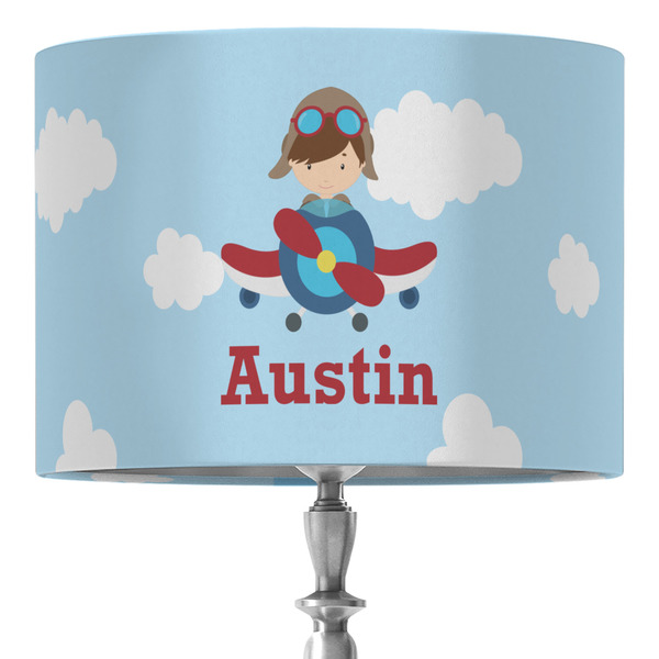 Custom Airplane & Pilot 16" Drum Lamp Shade - Fabric (Personalized)