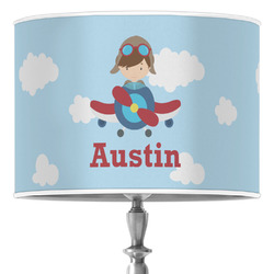Airplane & Pilot 16" Drum Lamp Shade - Poly-film (Personalized)