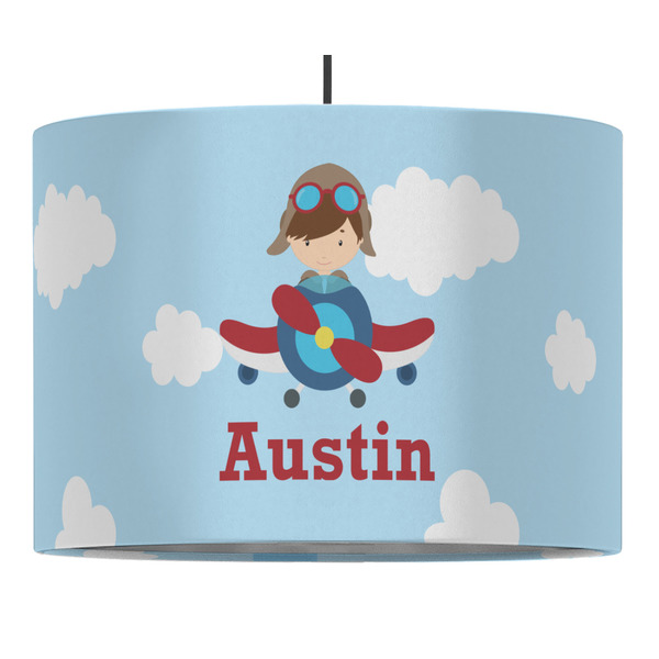 Airplane & Pilot 16" Drum Lampshade - PENDANT (Fabric)