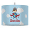 Airplane & Pilot 16" Drum Pendant Lamp - Fabric (Personalized)
