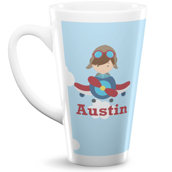 Custom Airplane & Pilot Latte Mug (Personalized)