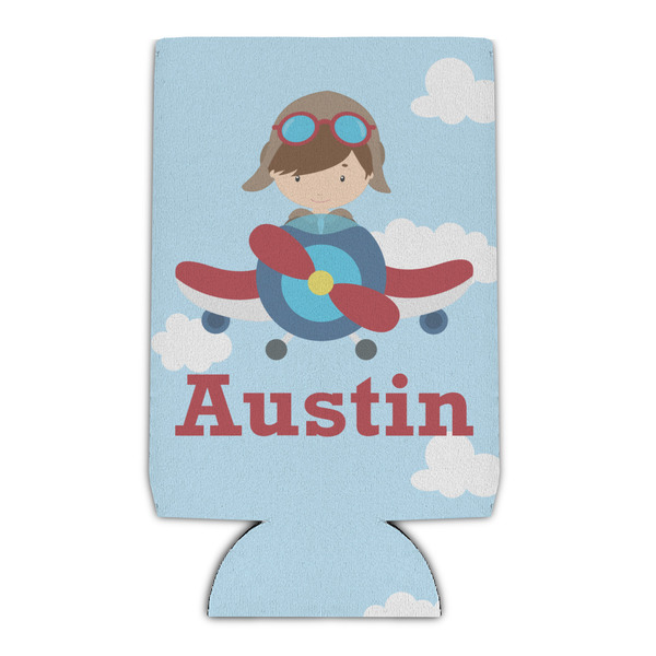 Custom Airplane & Pilot Can Cooler (16 oz) (Personalized)