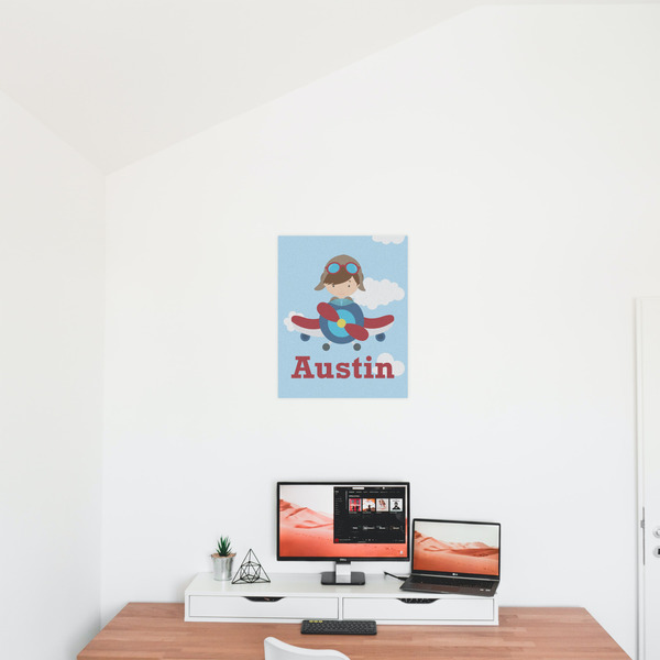 Airplane & Pilot 16x20 - Matte Poster - On the Wall