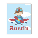 Airplane & Pilot Wood Print - 16x20 (Personalized)