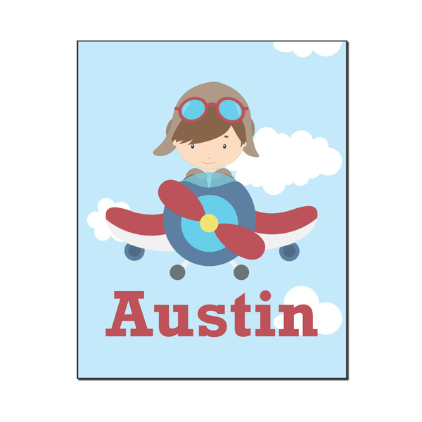 Custom Airplane & Pilot Wood Print - 16x20 (Personalized)