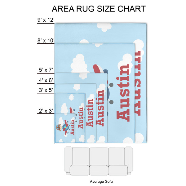 Airplane & Pilot 2'x3' Indoor Area Rugs - Size Chart