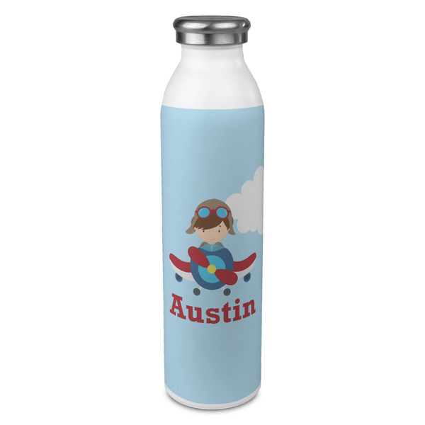 Custom Airplane & Pilot 20oz Stainless Steel Water Bottle - Full Print (Personalized)