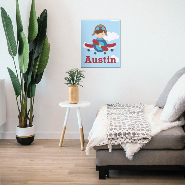 Airplane & Pilot 20x24 Wood Print - In Context