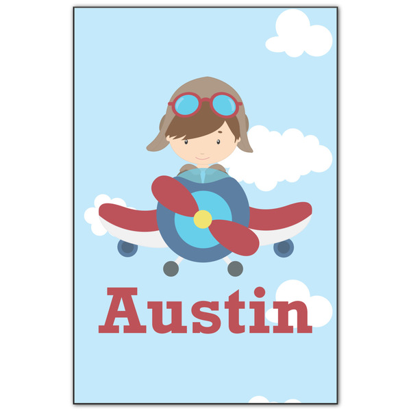Custom Airplane & Pilot Wood Print - 20x30 (Personalized)