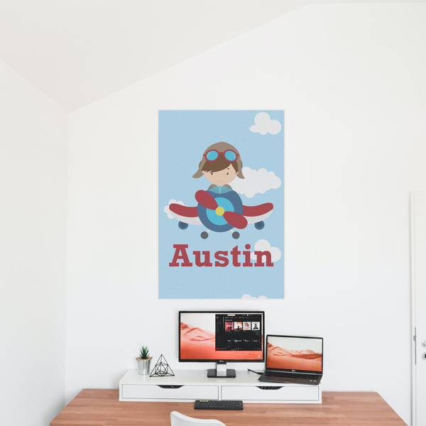 Airplane & Pilot 24x36 - Matte Poster - On the Wall
