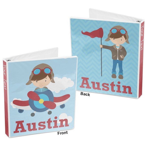Airplane & Pilot 3-Ring Binder Front and Back
