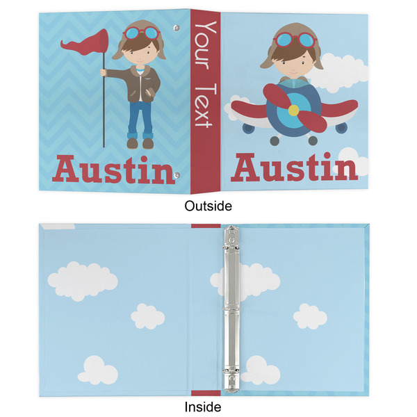 Airplane & Pilot 3 Ring Binders - Full Wrap - 1" - APPROVAL