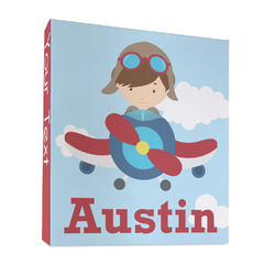 Airplane & Pilot 3 Ring Binder - Full Wrap - 1" (Personalized)
