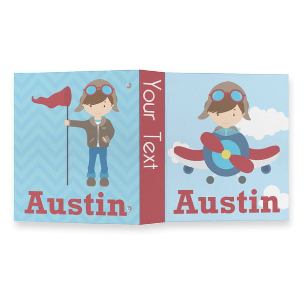 Airplane & Pilot 3 Ring Binders - Full Wrap - 1" - OPEN OUTSIDE