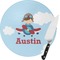 Airplane & Pilot Round Glass Cutting Board - Small (Personalized)