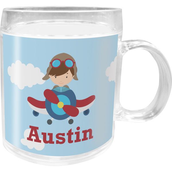 Custom Airplane & Pilot Acrylic Kids Mug (Personalized)