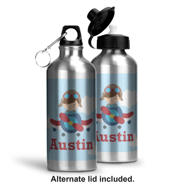 Airplane & Pilot Aluminum Water Bottle - Alternate lid options