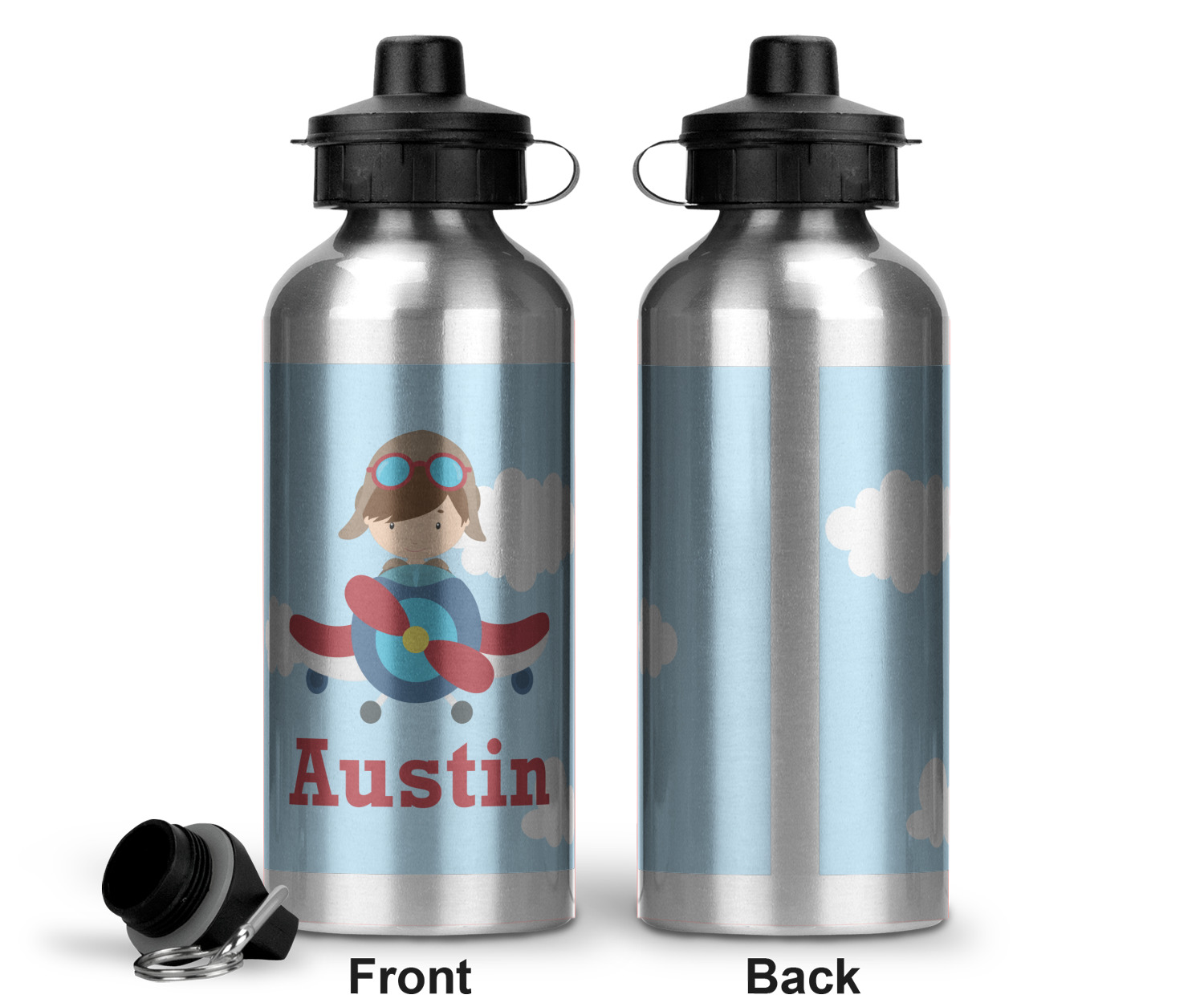 Airplane & Pilot Water Bottle Aluminum 20 oz (Personalized