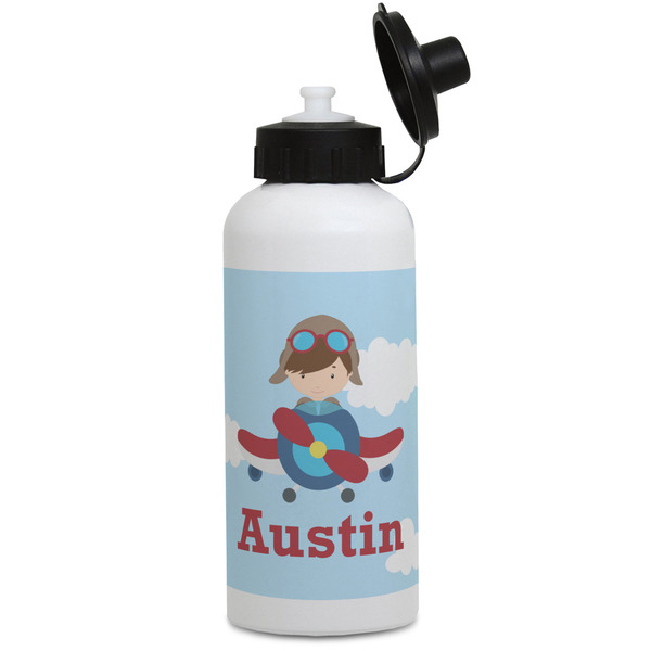 Custom Airplane & Pilot Water Bottles - Aluminum - 20 oz - White (Personalized)