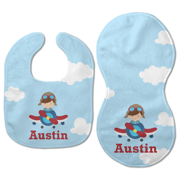 Airplane & Pilot Baby Bib & Burp Set - Approval (new bib & burp)