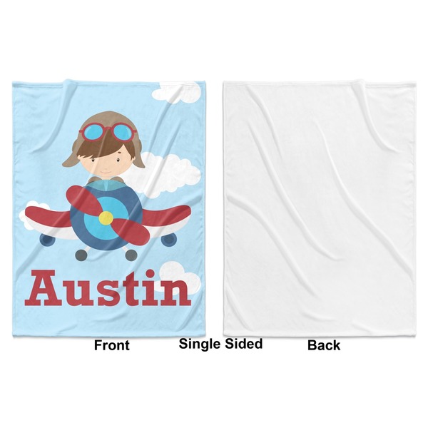 Airplane & Pilot Baby Blanket (Single Side - Printed Front, White Back)