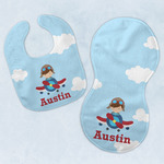 Airplane & Pilot Baby Bib & Burp Set w/ Name or Text