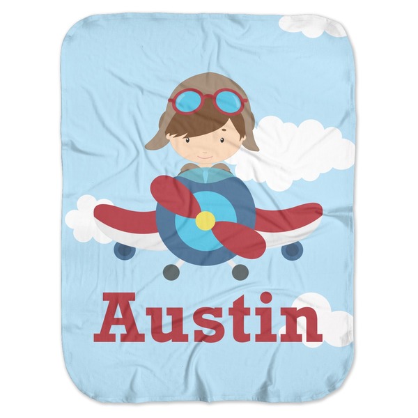 Custom Airplane & Pilot Baby Swaddling Blanket (Personalized)