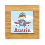 Airplane & Pilot Bamboo Trivet with Ceramic Tile Insert (Personalized)