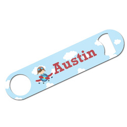 Airplane & Pilot Bar Bottle Opener w/ Name or Text