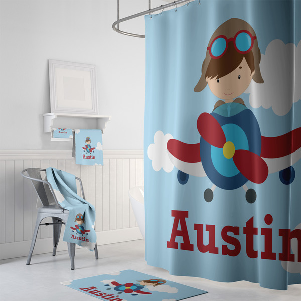 Airplane & Pilot Bath Towel Sets - 3-piece - In Context