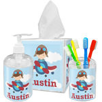 Airplane & Pilot Acrylic Bathroom Accessories Set w/ Name or Text