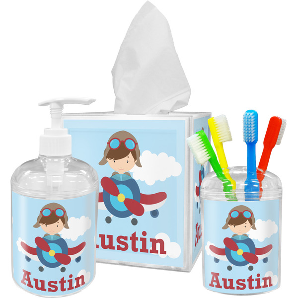 Airplane & Pilot Bathroom Accessories Set (Personalized)
