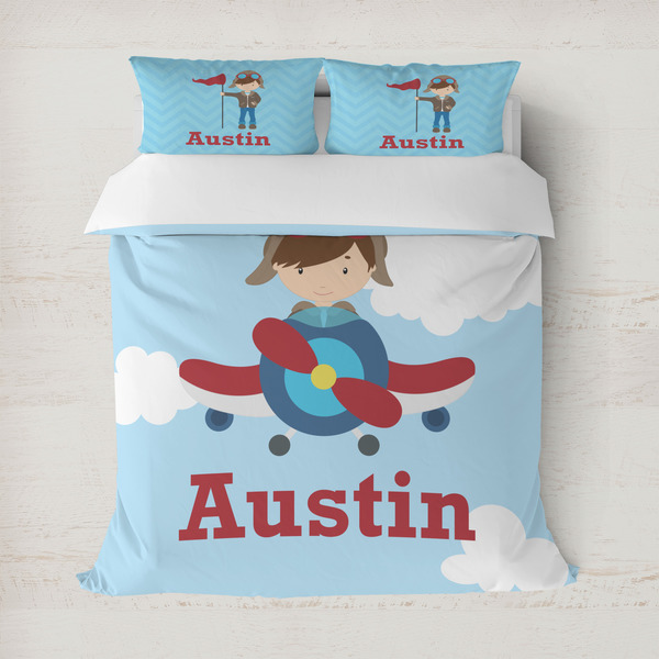 Custom Airplane & Pilot Duvet Cover (Personalized)