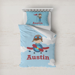 Airplane & Pilot Duvet Cover Set - Twin (Personalized)