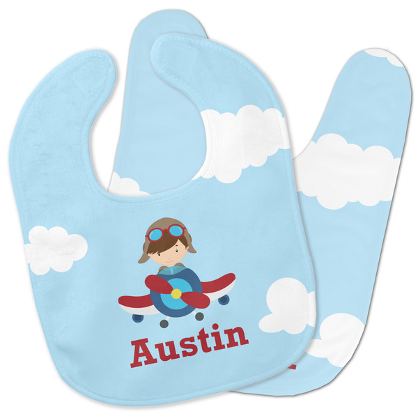 Custom Airplane & Pilot Baby Bib w/ Name or Text