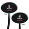 Airplane & Pilot Black Plastic 7" Stir Stick - Double Sided - Oval - Front & Back