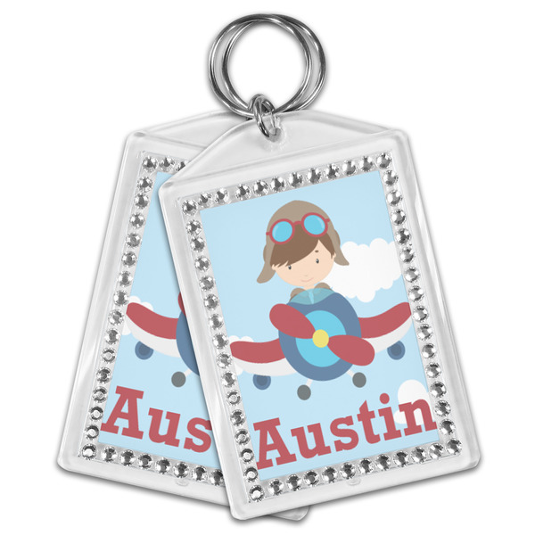 Airplane & Pilot Bling Keychain - MAIN