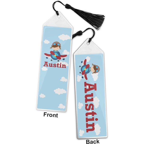 Airplane & Pilot Bookmark with tassel - Front and Back