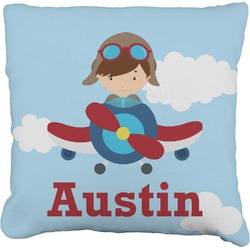 Airplane & Pilot Faux-Linen Throw Pillow 20" (Personalized)