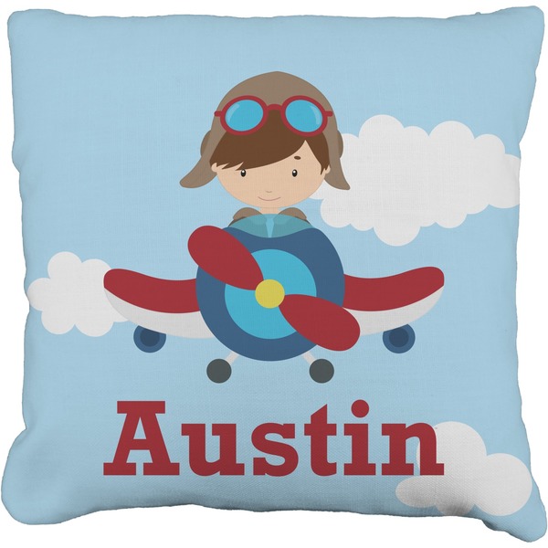 Custom Airplane & Pilot Faux-Linen Throw Pillow 20" (Personalized)