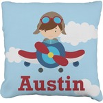 Airplane & Pilot Faux-Linen Throw Pillow 26" (Personalized)