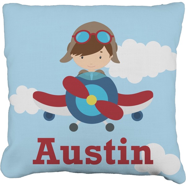 Custom Airplane & Pilot Faux-Linen Throw Pillow 26" (Personalized)
