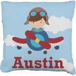 Airplane & Pilot Faux-Linen Throw Pillow (Personalized)