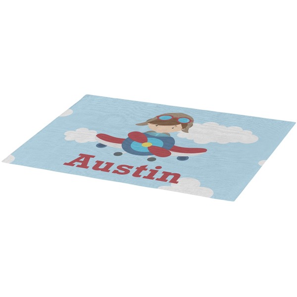 Airplane & Pilot Burlap Placemat (Angle View)
