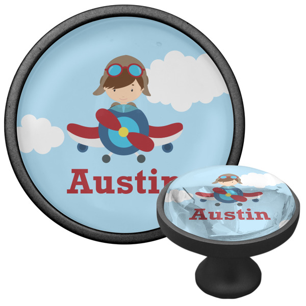 Airplane & Pilot Cabinet Knob - Black - Multi Angle