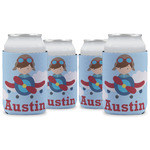 Airplane & Pilot Can Cooler (12 oz) - Set of 4 w/ Name or Text