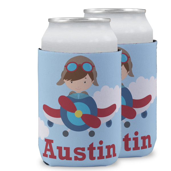 Custom Airplane & Pilot Can Cooler (12 oz) w/ Name or Text